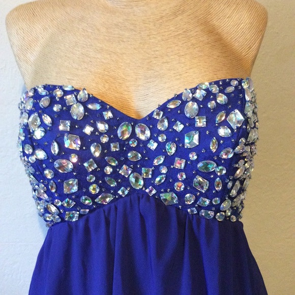 B.Darlin Royal Blue Dress with Rhinestones, Sz 5/6 - Picture 2 of 15